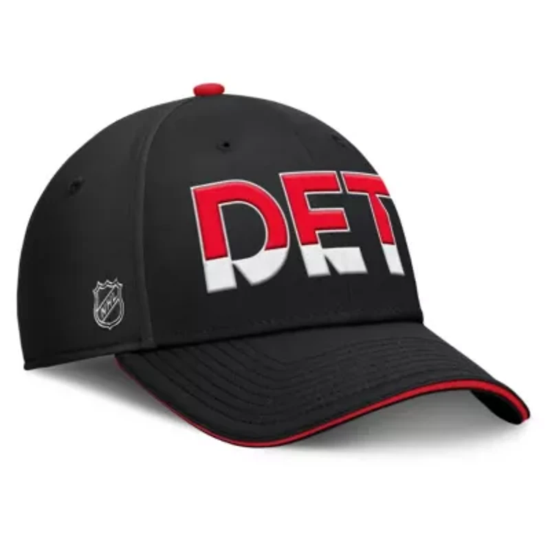 NHL Fanatics Black/Red Detroit Wings Authentic Pro Rink Team Code Flex Hat