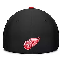 NHL Fanatics Black/Red Detroit Wings Authentic Pro Rink Team Code Flex Hat