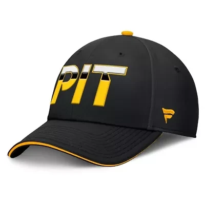 NHL Fanatics Black/Gold Pittsburgh Penguins Authentic Pro Rink Team Code Flex Hat
