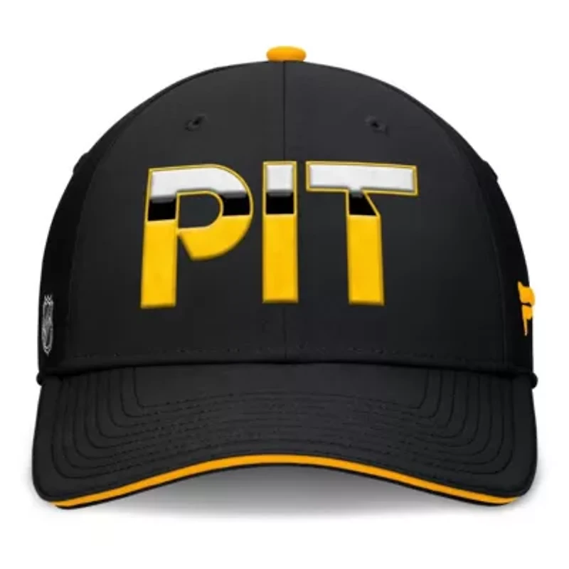 NHL Fanatics Black/Gold Pittsburgh Penguins Authentic Pro Rink Team Code Flex Hat