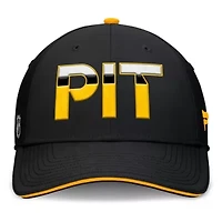 NHL Fanatics Black/Gold Pittsburgh Penguins Authentic Pro Rink Team Code Flex Hat