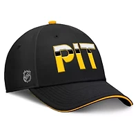 NHL Fanatics Black/Gold Pittsburgh Penguins Authentic Pro Rink Team Code Flex Hat