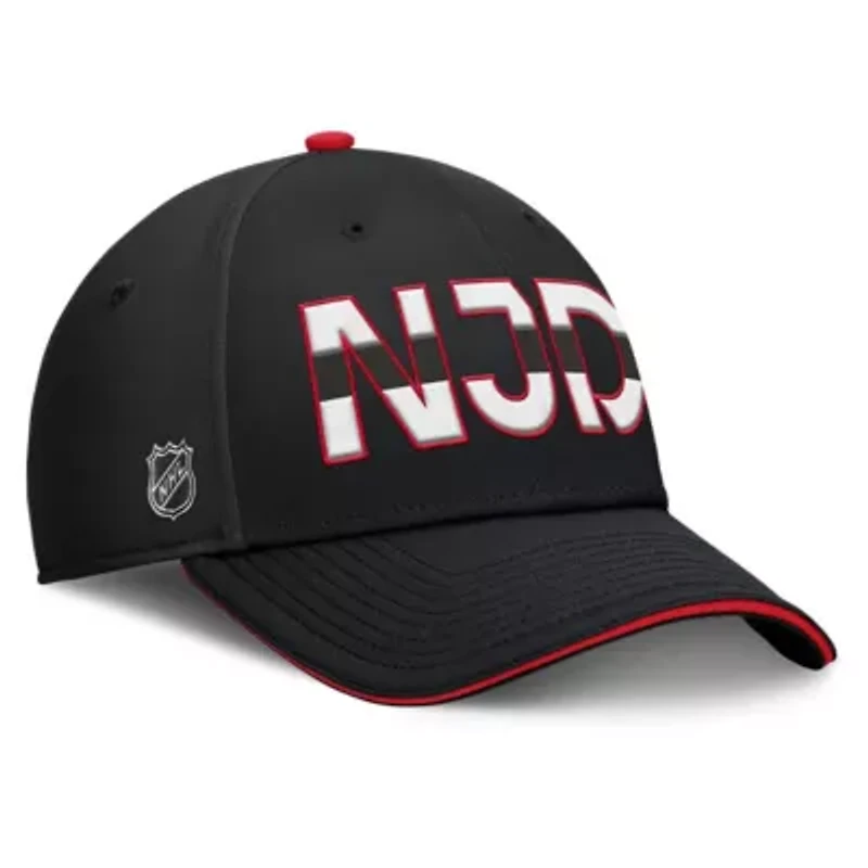 NHL Fanatics Black/Red New Jersey Devils Authentic Pro Rink Team Code Flex Hat