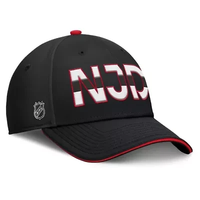 NHL Fanatics Black/Red New Jersey Devils Authentic Pro Rink Team Code Flex Hat