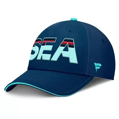 NHL Fanatics Deep Sea Blue/Light Seattle Kraken Authentic Pro Rink Team Code Flex Hat