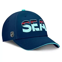 NHL Fanatics Deep Sea Blue/Light Seattle Kraken Authentic Pro Rink Team Code Flex Hat