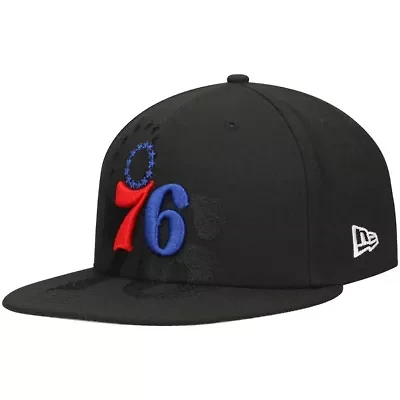 NBA Philadelphia 76ers Blackout Shadow Logo 59FIFTY Fitted Hat