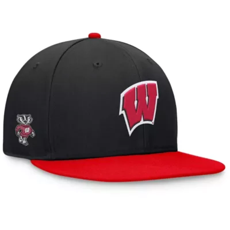 NCAA Black/Red Wisconsin Badgers Rally Two-Tone Fitted Hat