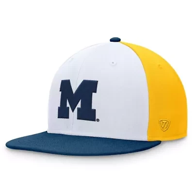NCAA White/Navy Michigan Wolverines Tri-Tone Collector Fitted Hat