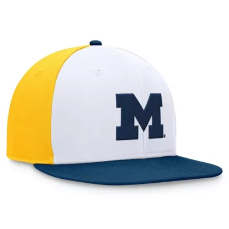 NCAA White/Navy Michigan Wolverines Tri-Tone Collector Fitted Hat