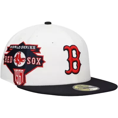 Boston Red Sox MLB White/Navy Major Sidepatch 59FIFTY Fitted Hat