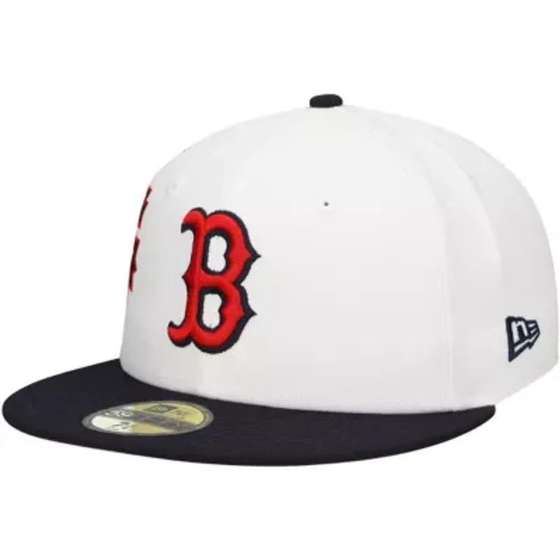 Boston Red Sox MLB White/Navy Major Sidepatch 59FIFTY Fitted Hat