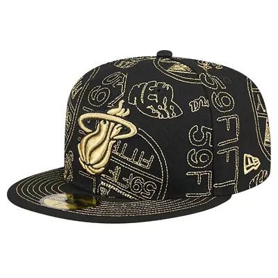 NBA Miami Heat 59FIFTY Day Allover Print Stencil Fitted Hat
