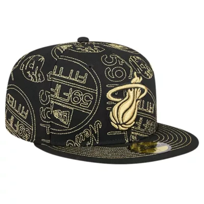 NBA Miami Heat 59FIFTY Day Allover Print Stencil Fitted Hat