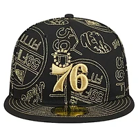 NBA Philadelphia 76ers 59FIFTY Day Allover Print Stencil Fitted Hat