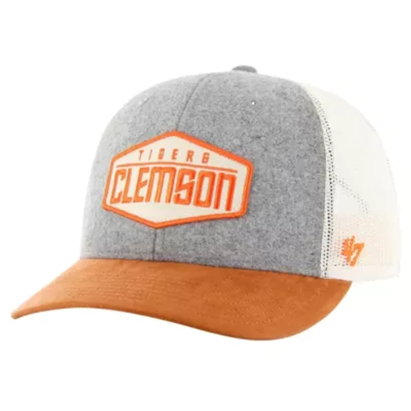 NCAA Heather Clemson Tigers Drover Trucker Adjustable Hat