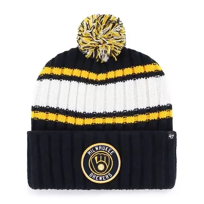 MLB Milwaukee Brewers Plateau Cuffed Knit Hat with Pom