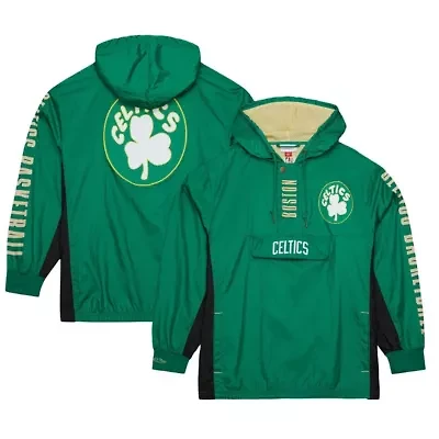 NBA Kelly Boston Celtics Big & Tall Hardwood Classics Team OG 2.0 Anorak Hoodie Quarter-Zip Windbreaker Jacket