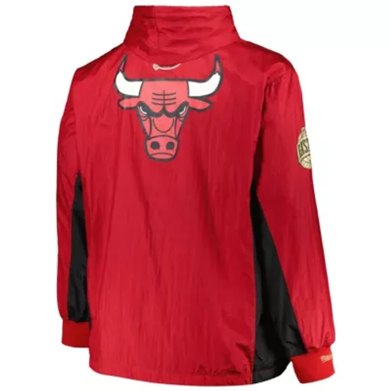 NBA Chicago Bulls Big & Tall Hardwood Classics Team OG 2.0 Anorak Hoodie Quarter-Zip Windbreaker Jacket