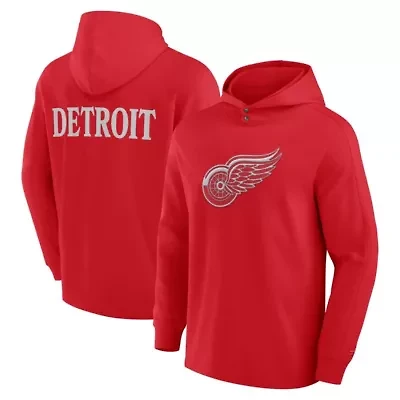 NHL Fanatics Detroit Wings Elements Blaze Tri-Blend Long Sleeve Hoodie T-Shirt
