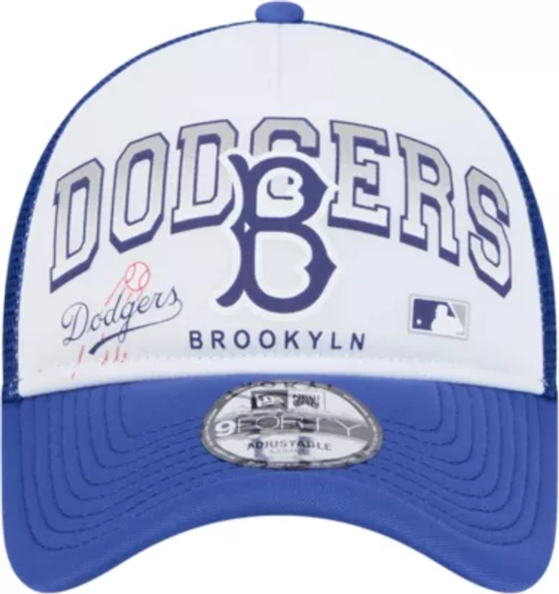 MLB Los Angeles Dodgers Retro Wordmark 9FORTY A-Frame Trucker Adjustable Hat