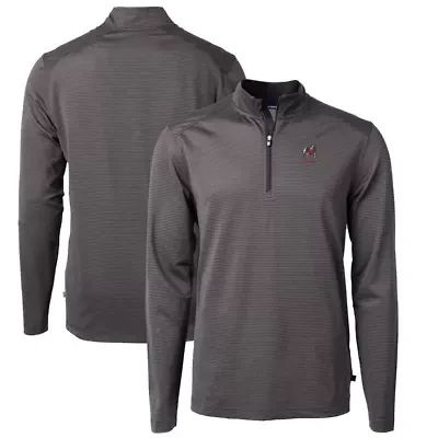 NCAA Georgia Bulldogs Alumni Logo Virtue DryTec Eco Pique Micro Stripe Recycled Quarter-Zip Top