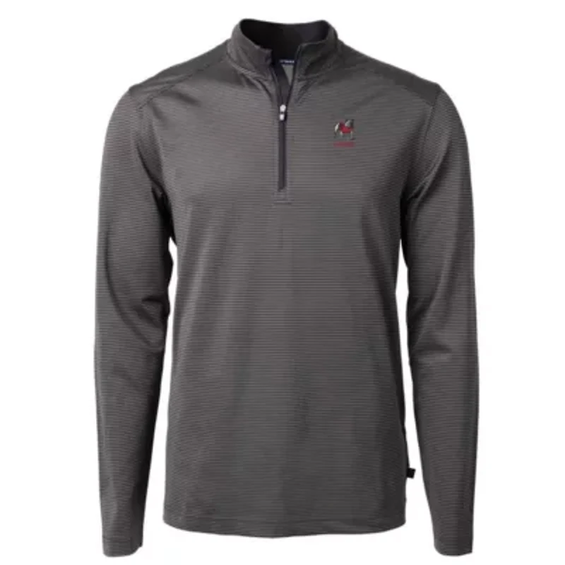 NCAA Georgia Bulldogs Alumni Logo Virtue DryTec Eco Pique Micro Stripe Recycled Quarter-Zip Top