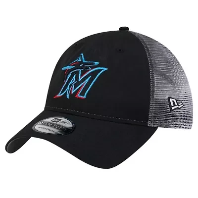 MLB Miami Marlins Team Slick Trucker 9TWENTY Adjustable Hat