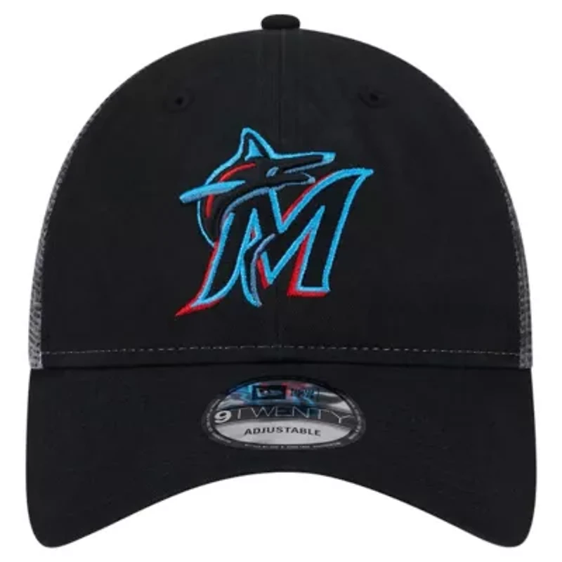 MLB Miami Marlins Team Slick Trucker 9TWENTY Adjustable Hat