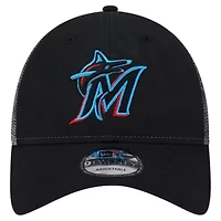 MLB Miami Marlins Team Slick Trucker 9TWENTY Adjustable Hat