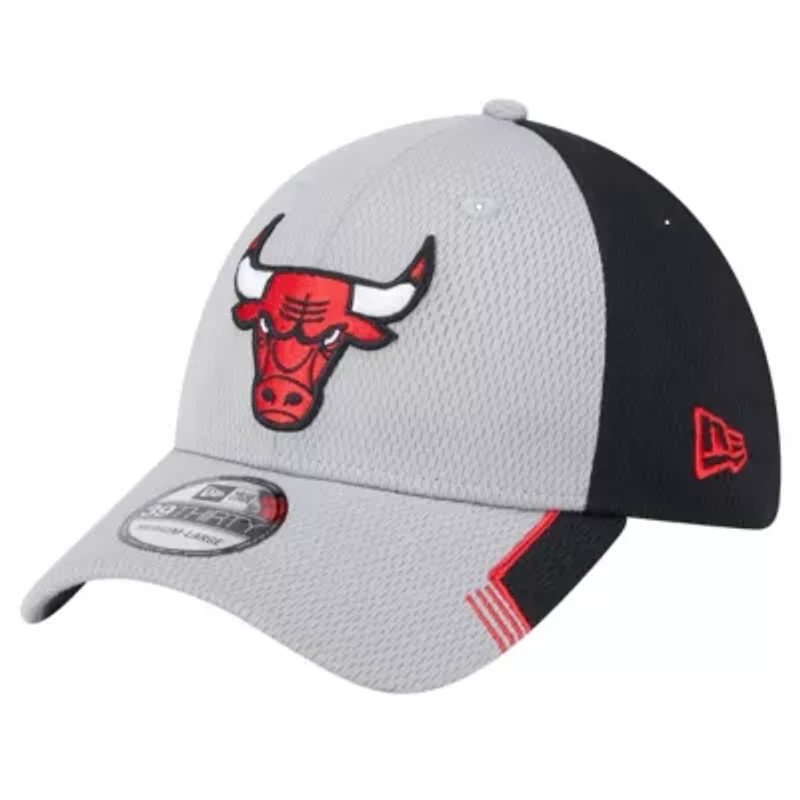 NBA Gray/Black Chicago Bulls Active Trim 39THIRTY Flex Hat