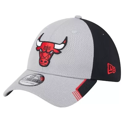 NBA Gray/Black Chicago Bulls Active Trim 39THIRTY Flex Hat
