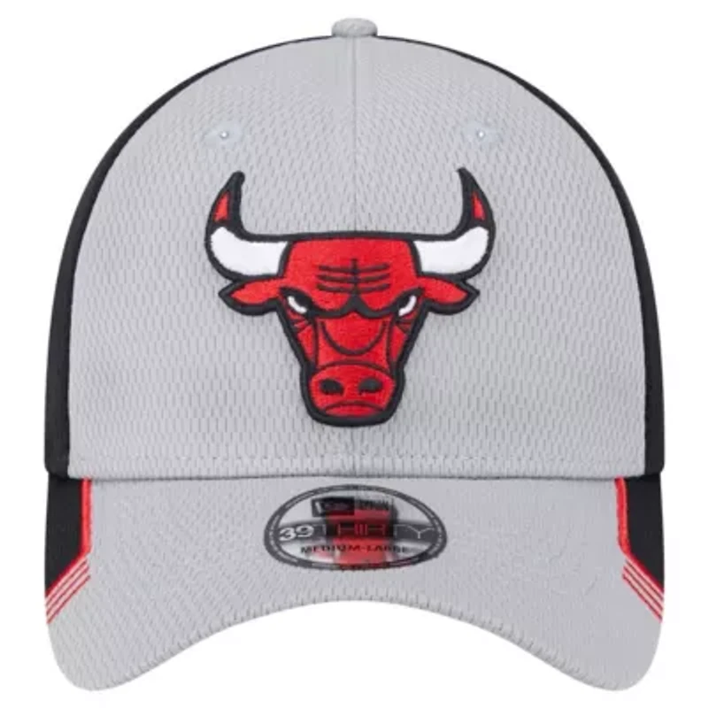 NBA Gray/Black Chicago Bulls Active Trim 39THIRTY Flex Hat
