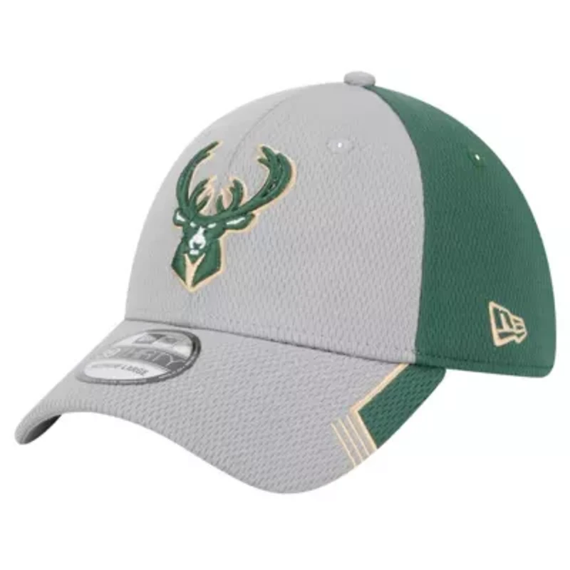 NBA Gray/Hunter Milwaukee Bucks Active Trim 39THIRTY Flex Hat