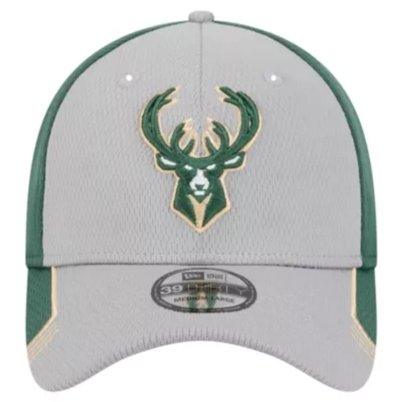 NBA Gray/Hunter Milwaukee Bucks Active Trim 39THIRTY Flex Hat