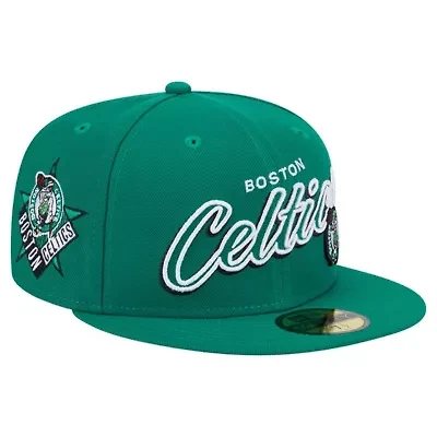 NBA Kelly Boston Celtics Sport Night Script Sided 59FIFTY Fitted Hat