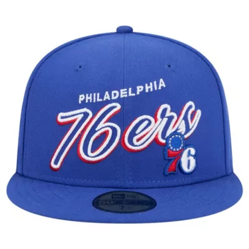 NBA Philadelphia 76ers Sport Night Script Sided 59FIFTY Fitted Hat