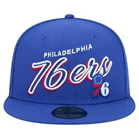 NBA Philadelphia 76ers Sport Night Script Sided 59FIFTY Fitted Hat