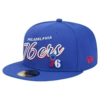 NBA Philadelphia 76ers Sport Night Script Sided 59FIFTY Fitted Hat