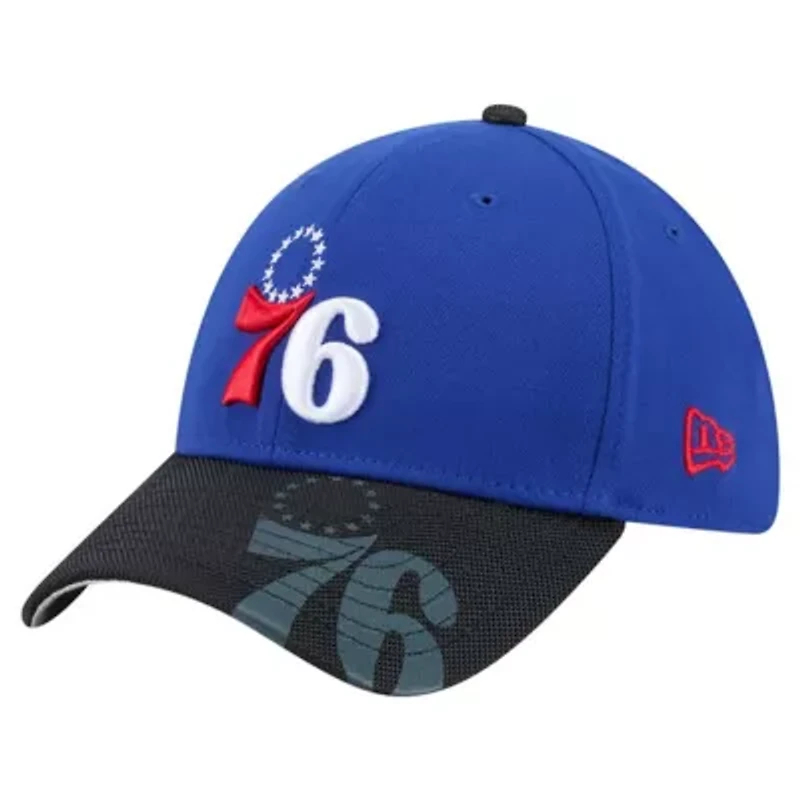NBA Royal/Black Philadelphia 76ers Sport Night Visor Hit 39THIRTY Flex Hat