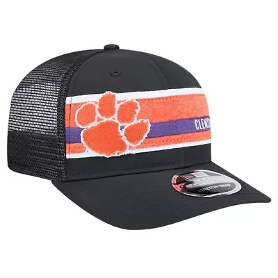 NCAA Black/Orange Clemson Tigers Striped 9SEVENTY Trucker Stretch-Snap Adjustable Hat