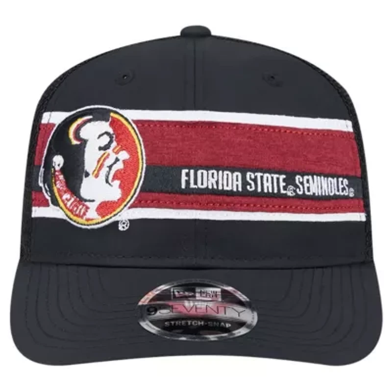 NCAA Black/Garnet Florida State Seminoles Striped 9SEVENTY Trucker Stretch-Snap Adjustable Hat
