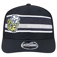 NCAA Black/Navy Michigan Wolverines Striped 9SEVENTY Trucker Stretch-Snap Adjustable Hat