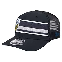 NCAA Black/Navy Michigan Wolverines Striped 9SEVENTY Trucker Stretch-Snap Adjustable Hat