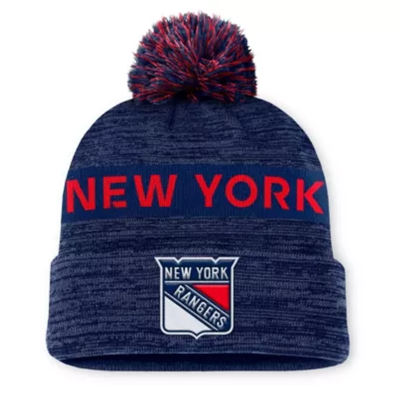 NHL Fanatics New York Rangers Authentic Pro Alternate Logo Cuffed Knit Hat with Pom