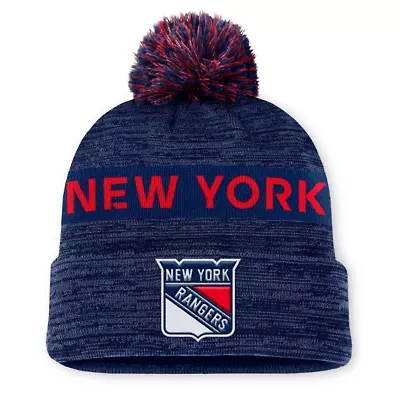 NHL Fanatics New York Rangers Authentic Pro Alternate Logo Cuffed Knit Hat with Pom