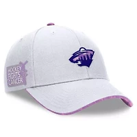 NHL Fanatics Minnesota Wild Authentic Pro Hockey Fights Cancer Adjustable Hat