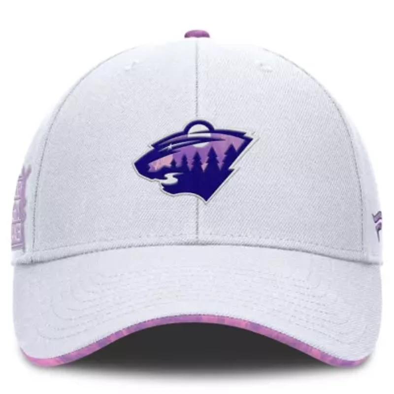 NHL Fanatics Minnesota Wild Authentic Pro Hockey Fights Cancer Adjustable Hat