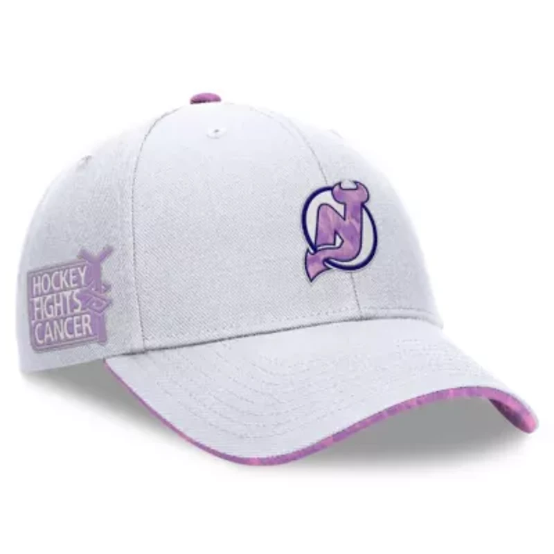 NHL Fanatics New Jersey Devils Authentic Pro Hockey Fights Cancer Adjustable Hat