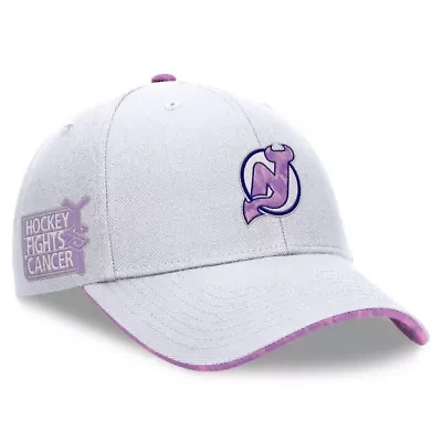NHL Fanatics New Jersey Devils Authentic Pro Hockey Fights Cancer Adjustable Hat